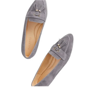 Talbots Francesca gray suede moccasin driving loafers size 8.5